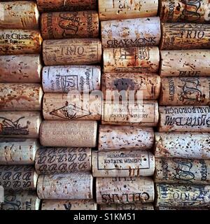 A bulletin board made from recycled wine corks Stock Photo