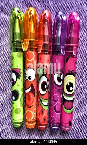 Colourful fruity pens. Stock Photo