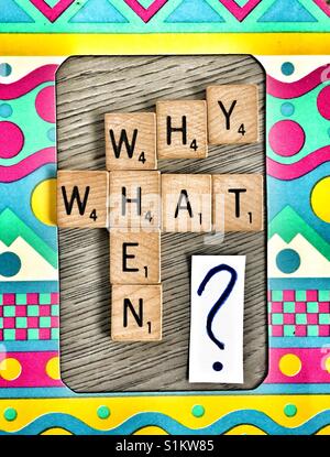 Question words, why, what and when. Stock Photo