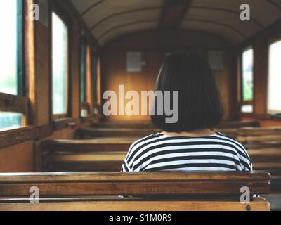 Sitting on a train Stock Photo