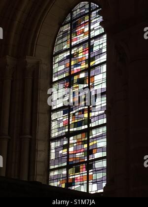 Stained glass window in Cathedral Norte-Dame de Lain in Laon in France Stock Photo