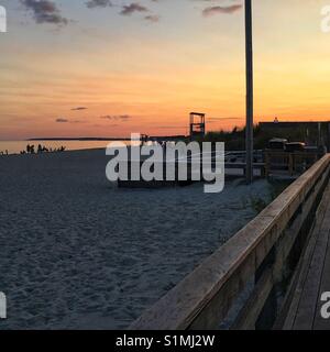 Sunset on Bass River Beach in South Yarmouth, Cape Cod MA Stock Photo