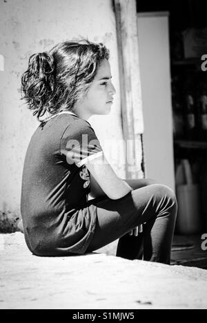 A refugee child in Aida Camp in Bethlehem, Palestine. Stock Photo