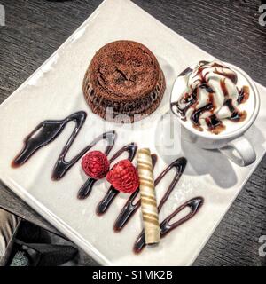 Chocolate Pudding and Ice Cream Stock Photo