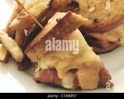Reuben sandwich with house cut fries Stock Photo