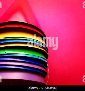 A bright colourful shot of a stack of party hats Stock Photo