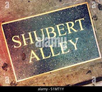 Schubert alley sign set in stone, Broadway area times square NYC Stock Photo
