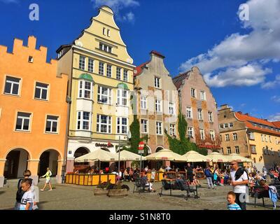 Main Square of the Old Town in Olsztyn city, Poland Stock Photo