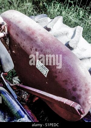 Red tractor fender Stock Photo