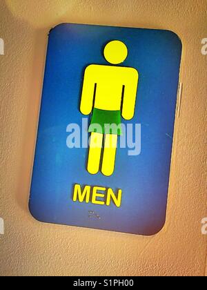 Colorful pictogram, men’s public bathroom sign, boardwalk, Myrtle Beach, South Carolina, USA Stock Photo