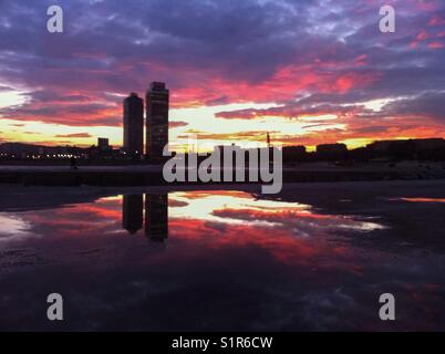 Sunset over Barcelona Stock Photo