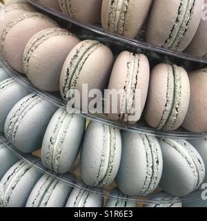 Blue Macaroons on a stand Stock Photo