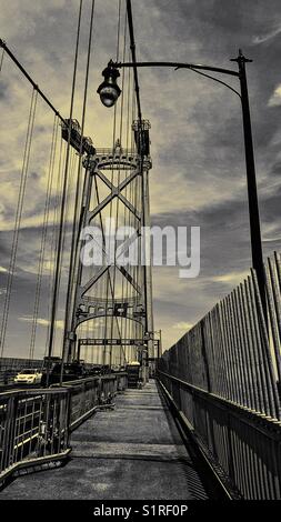 Angus L Macdonald suspension bridge (1955) linking Dartmouth to the Halifax Peninsula, Halifax, Nova Scotia, Canada Stock Photo