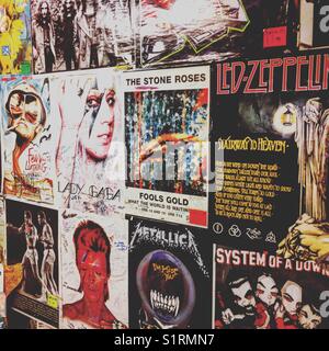 Music posters in Affleks, Manchester Stock Photo