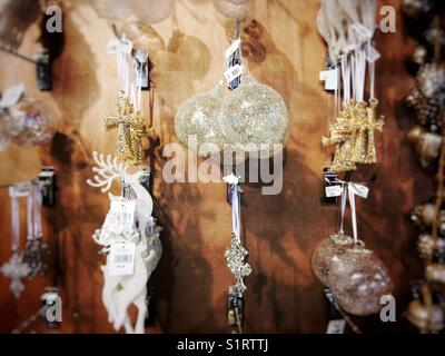 Christmas decorations in a shop Stock Photo