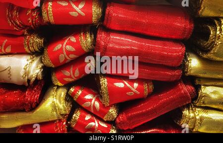Stack of ribbons for Christmas presents Stock Photo