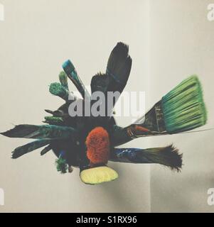 Paintbrushes in a can photographed from above. Stock Photo