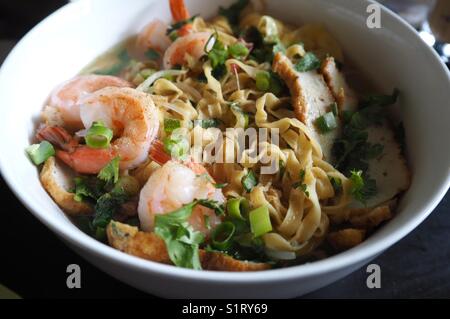 Chinese Seafood egg noodle soup Stock Photo