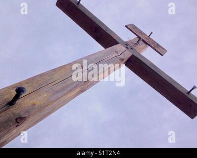 Old rugged cross Stock Photo