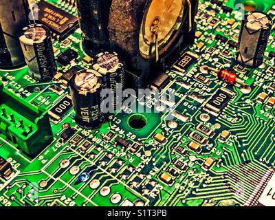 Full frame partial view of an electronic circuit board Stock Photo