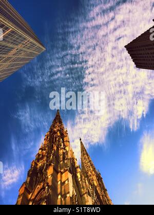 Spires of St. Patrick’s Cathedral on fifth Avenue, NYC, USA Stock Photo