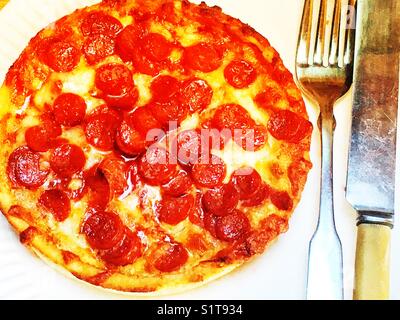 Chicago Town deep dish pepperoni pizza Stock Photo