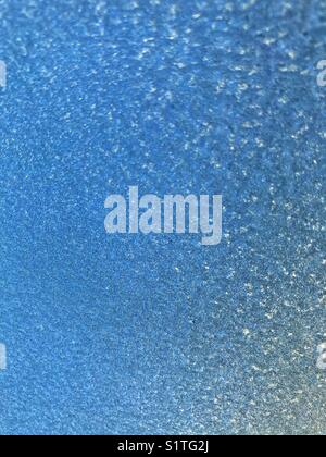 Frosty windshield of a car, from the inside looking out Stock Photo