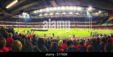 Wales rugby match at the Principality Stadium, Cardiff Stock Photo