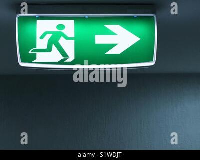 Emergency exit sign. Stock Photo