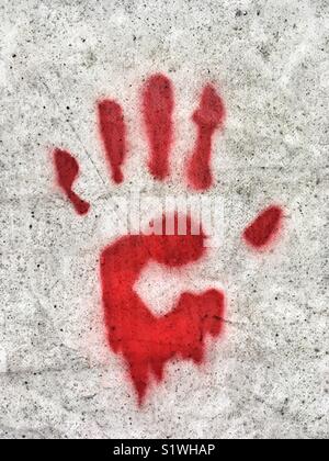 A red handprint Stock Photo
