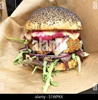 Vegan burger at Greenwich food Market, London Stock Photo