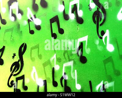Notes graffiti on a green background Stock Photo