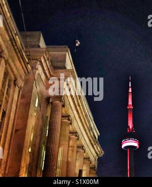 Toronto CN Tower illuminated at night Stock Photo - Alamy