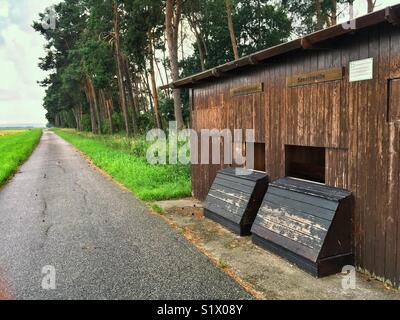 Birdwatching booth in Lower Oder Valley National Park in Germany Stock Photo