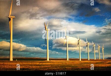 Wind farm ,southern Alberta, Canada. Stock Photo