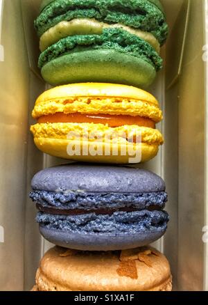 Close up of macaroons desert in the box Stock Photo