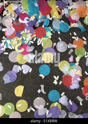 Confetti on a street Stock Photo