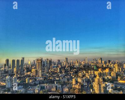 Aerial View of South Mumbai, India in evening. Stock Photo