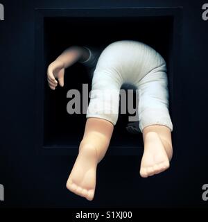 Conceptual: head first into the unknown. Stock Photo