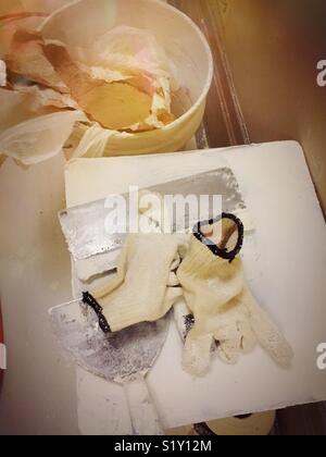 Plaster supplies of a professional house painter, USA Stock Photo