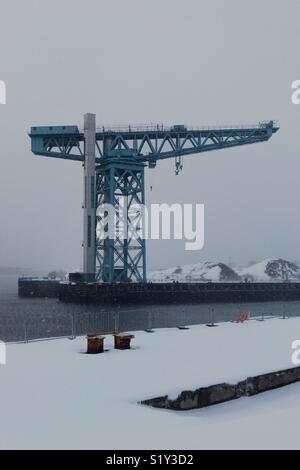 Titan Crane at Queens Quay Clydebank, on the River Clyde on the site of the former John Brown shipyard, Scotland. Stock Photo