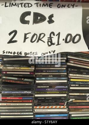 Second hand CDs on offer at a charity shop in London Stock Photo