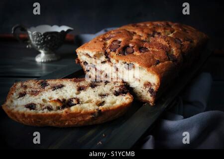 Homemade chocolate chip banana bread Stock Photo
