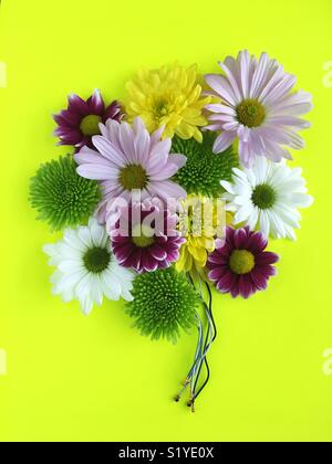 a colorful bouquet of bright spring flowers of various types, close-up ...
