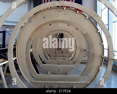 The skeleton of a CG-4A glider sits on display at the Silent Wings museum in Lubbock Texas.  The museum is dedicated to the glider division of the 101st Airborne and their service in WWII. Stock Photo