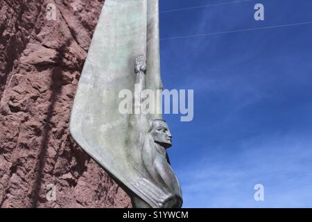 Statue at the Hoover dam Stock Photo
