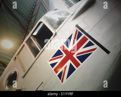 Avro York aircraft with Union Jack flag Stock Photo