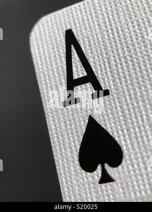 Ace of spades playing card macro closeup view Stock Photo
