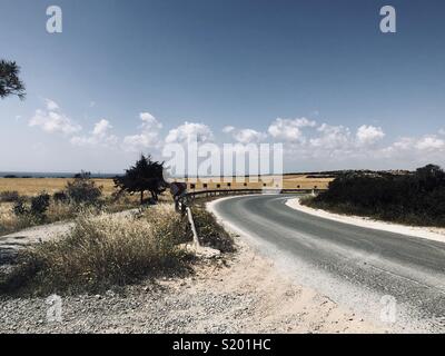 Cyprus scenery with a road Stock Photo