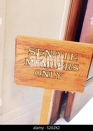 Sign outside of senate chambers in Rhode Island state capitol building, Rhode Island, USA Stock Photo